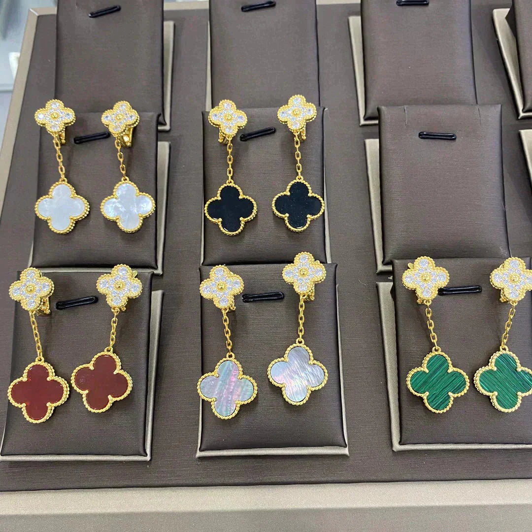[Lumi Jewels]CLOVER  2 MOTIFS  DIAMOND  EARRINGS (MULTIPLE CHOICESç´