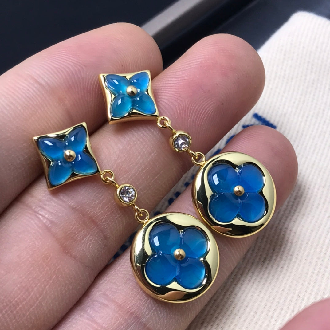 [Lumi Jewels]STAR AND SUN AGATE DIAMOND EARRINGS