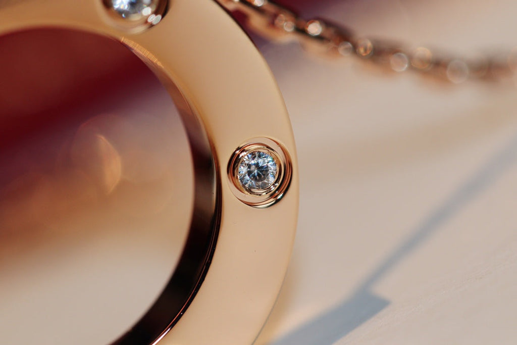 [Lumi Jewels]LOVE NECKLACE 16MM 6 DIAMONDS PINK GOLD