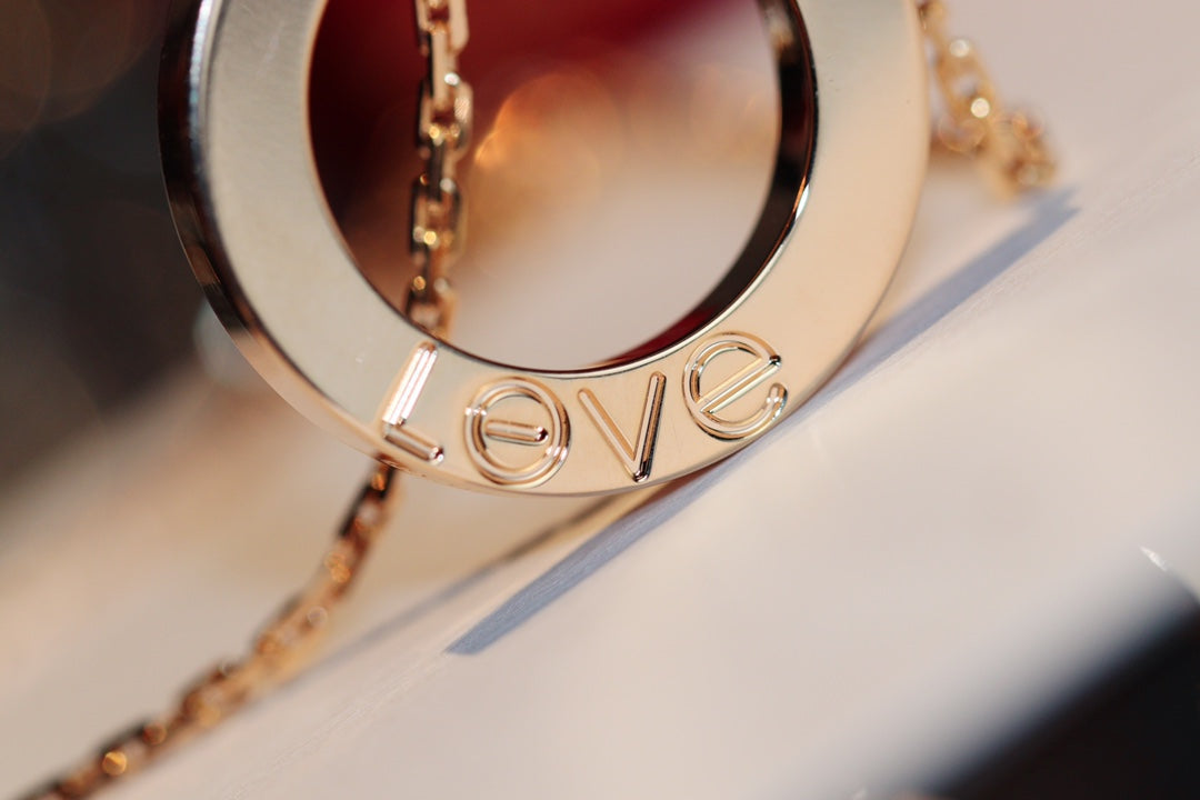 [Lumi Jewels]LOVE NECKLACE 16MM 6 DIAMONDS PINK GOLD
