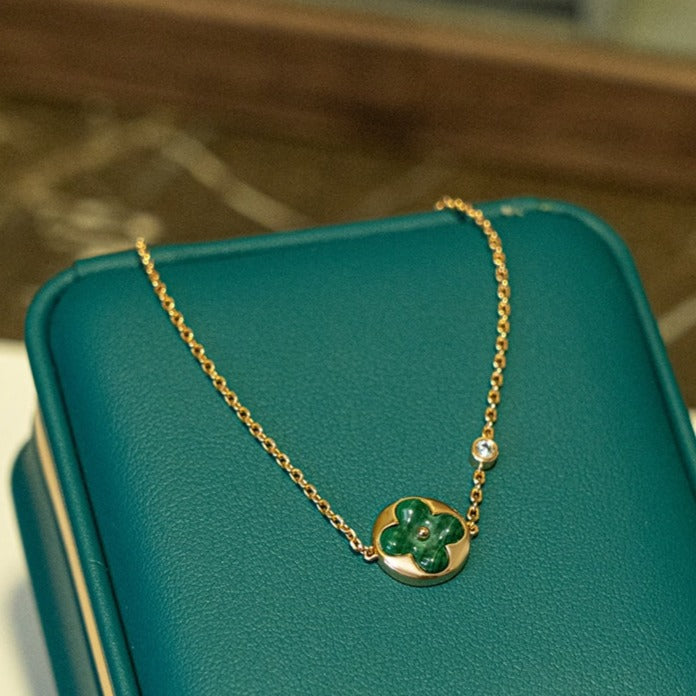 [Lumi Jewels]SUN MALACHITE 1 DIAMOND PINK GOLD BRACELET