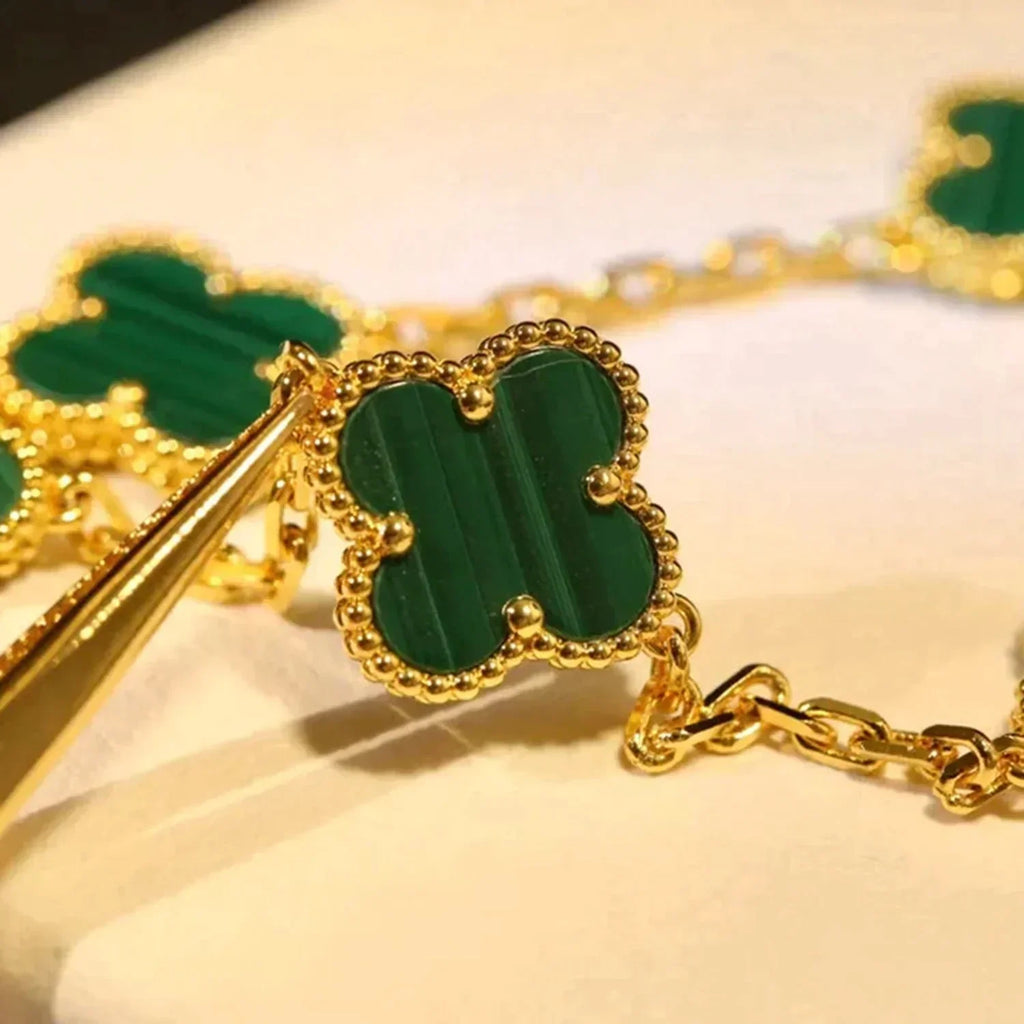 [Lumi Jewels] CLOVER 5 MOTIF MALACHITE BRACELET COLLECTION