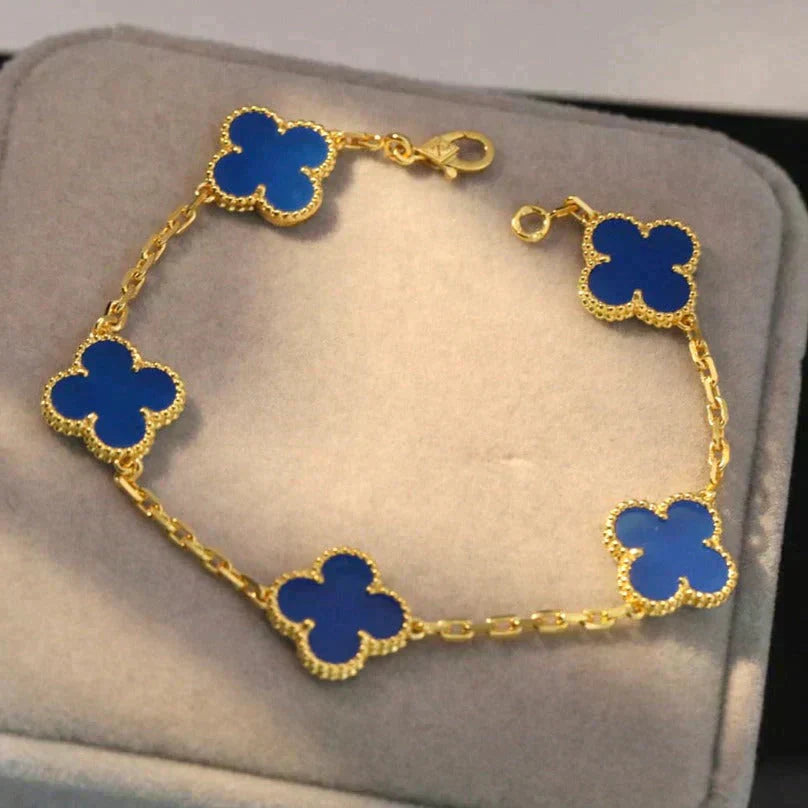 [Lumi Jewels] CLOVER 5 MOTIF BLUE AGATE BRACELET COLLECTION