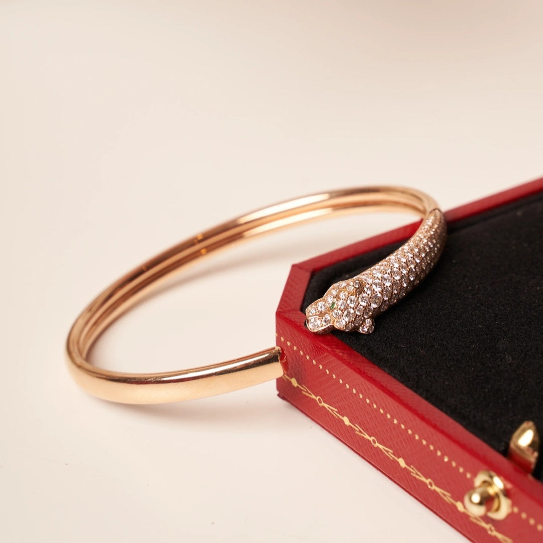 [Lumi Jewels]PANTHERE ROSE GOLD DIAMOND OPEN BRACELET