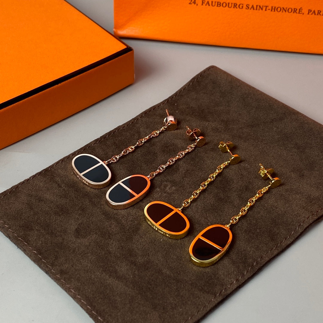 [Lumi Jewels]CHAINE VERSO BLACK CERAMIC EARRINGS