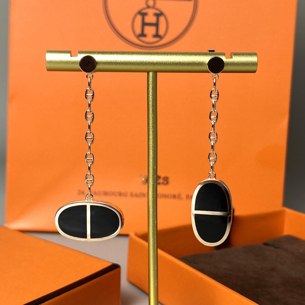 [Lumi Jewels]CHAINE VERSO BLACK CERAMIC EARRINGS
