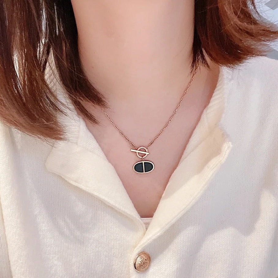 [Lumi Jewels]CHAINE VERSO BLACK CERAMIC NECKLACE