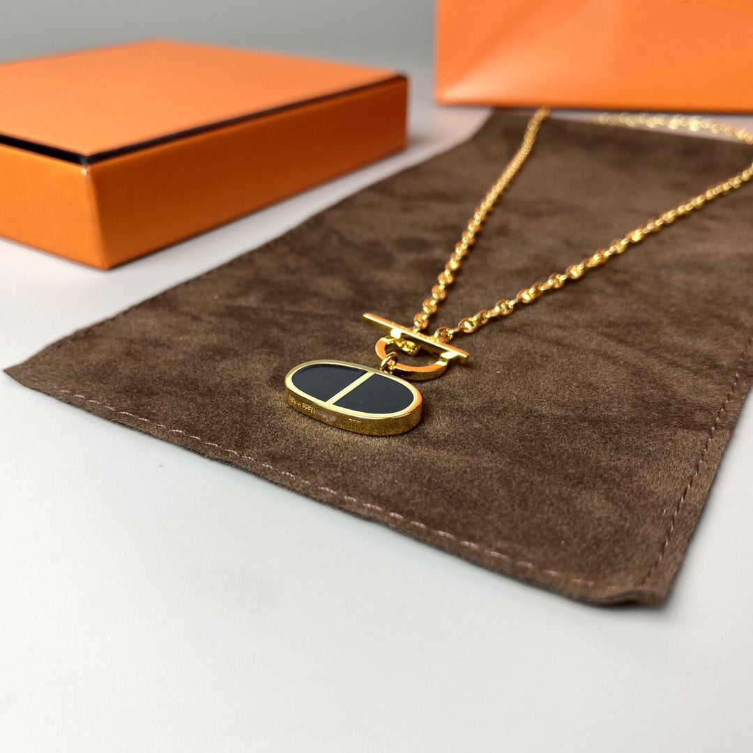 [Lumi Jewels]CHAINE VERSO BLACK CERAMIC NECKLACE