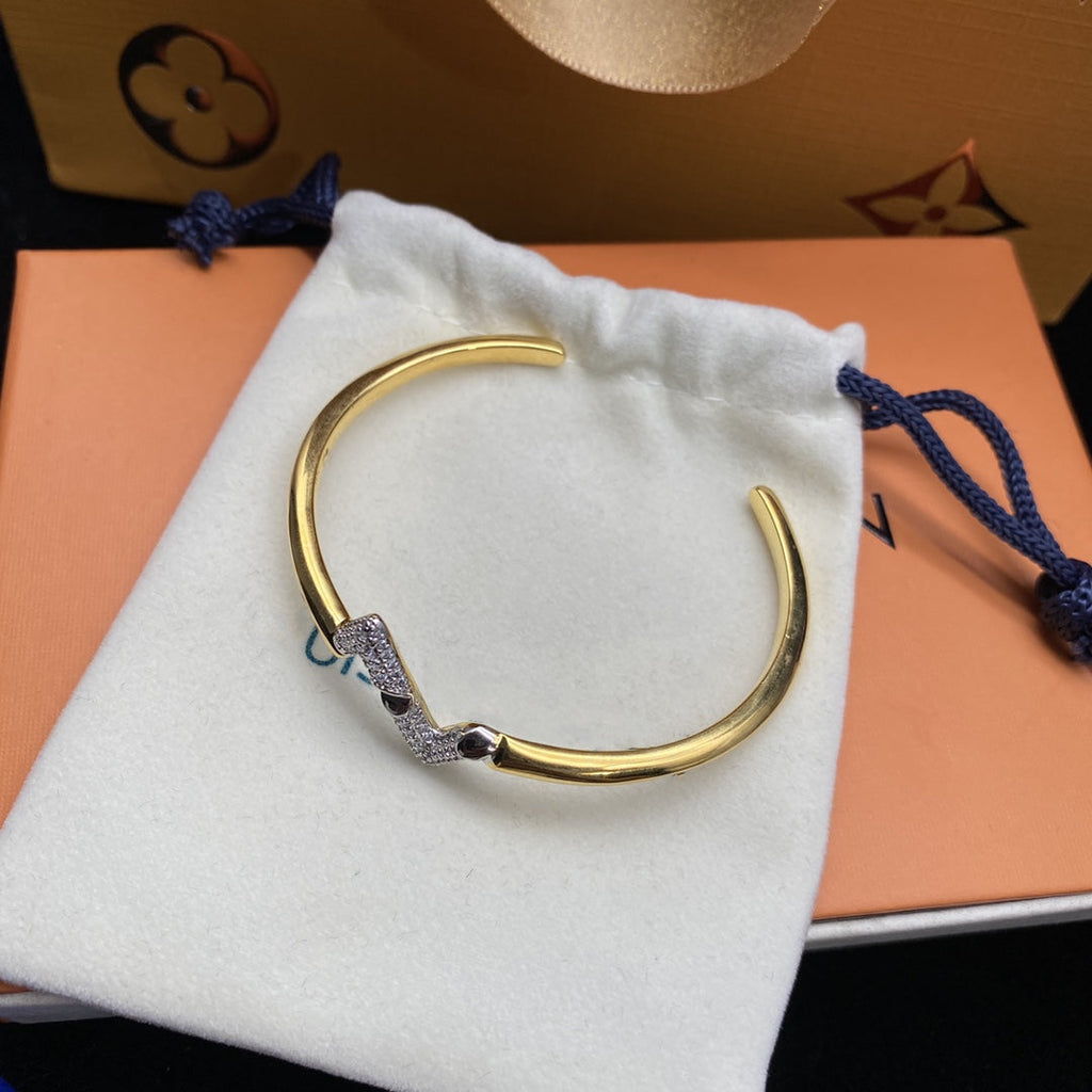 [Lumi Jewels]VOLTE UPSITE DOWN DIAMOND GOLD OPEN BRACELET