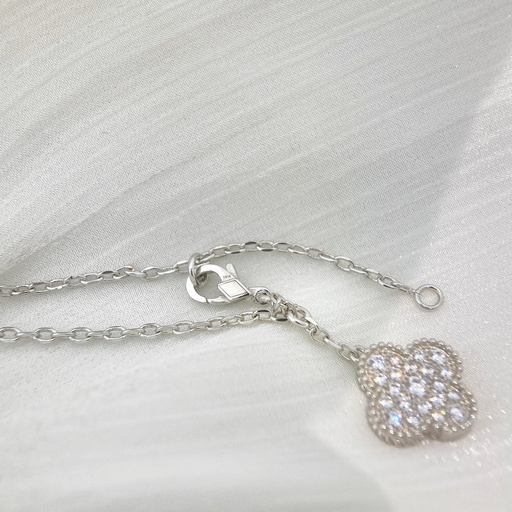 [Lumi Jewels]CLOVER 5 MOTIFS SILVER DIAMONDS NECKLACE
