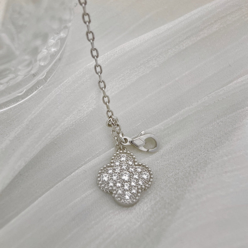 [Lumi Jewels]CLOVER 5 MOTIFS SILVER DIAMONDS NECKLACE