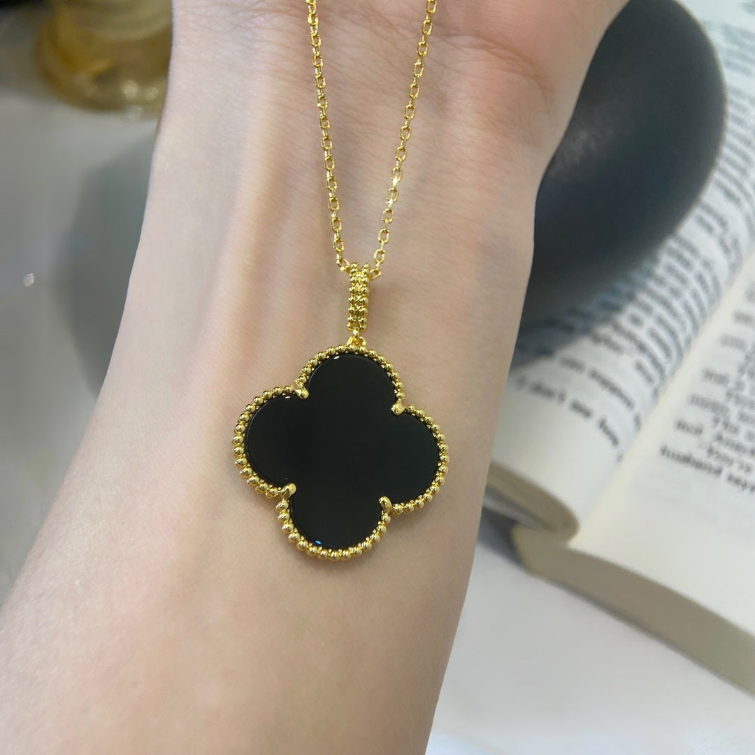 [Lumi Jewels]CLOVER 25MM NECKLACE GOLD ONYX