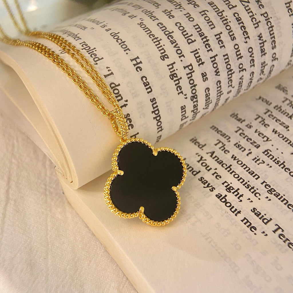 [Lumi Jewels]CLOVER 25MM NECKLACE GOLD ONYX
