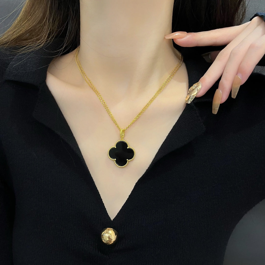 [Lumi Jewels]CLOVER 25MM NECKLACE GOLD ONYX