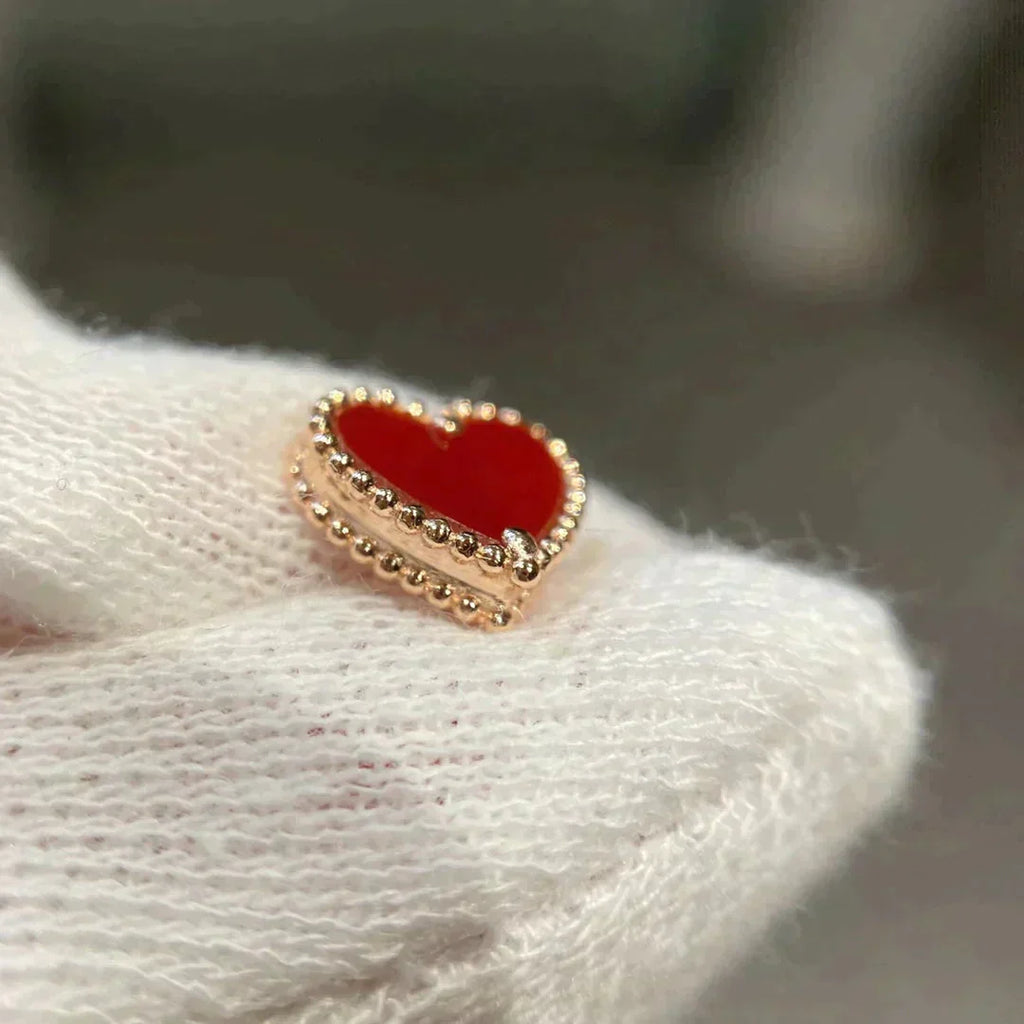 [Lumi Jewels]HEART CARNELIAN STUD EARRINGS