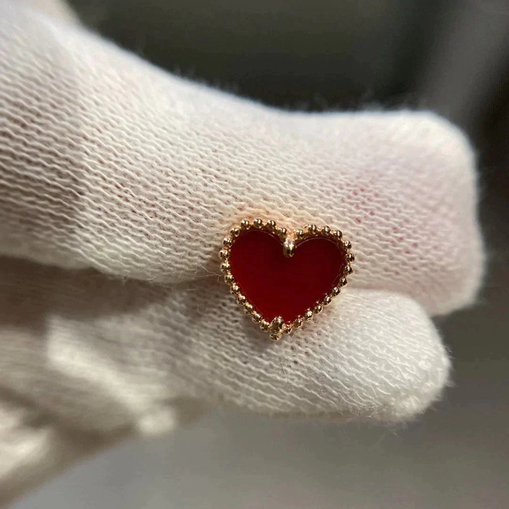 [Lumi Jewels]HEART CARNELIAN STUD EARRINGS