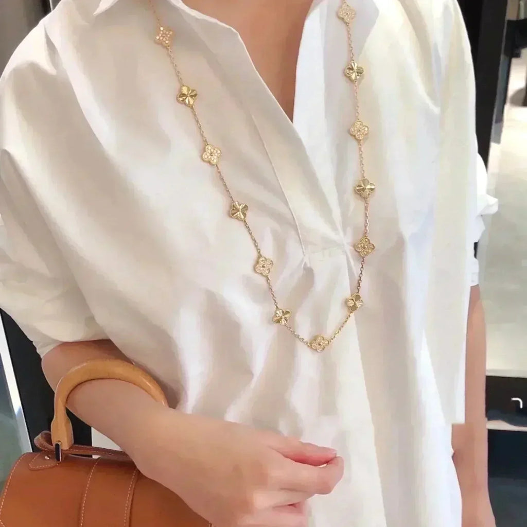 [Lumi Jewels]CLOVER 20 MOTIFS LASER DIAMOND NECKLACE