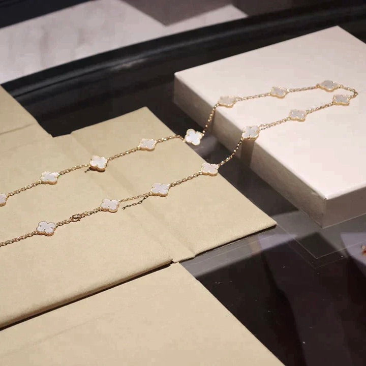 [Lumi Jewels]CLOVER 20 MOTIFS WHITE MOP NECKLACE