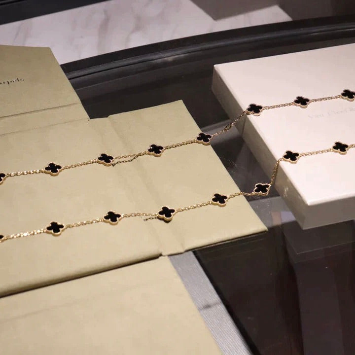 [Lumi Jewels]CLOVER 20 MOTIFS ONYX NECKLACE
