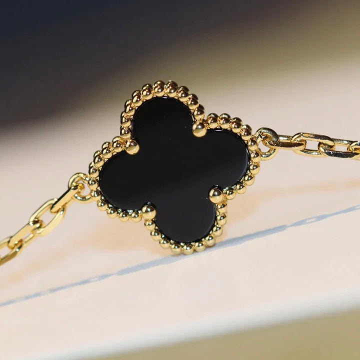 [Lumi Jewels]CLOVER 20 MOTIFS ONYX NECKLACE