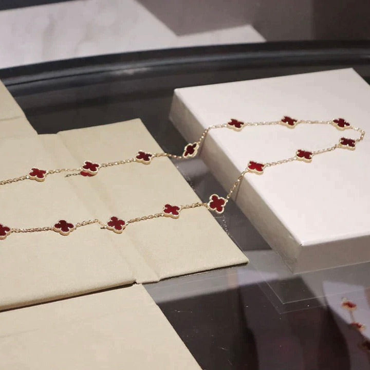 [Lumi Jewels]CLOVER 20 MOTIFS CARNELIAN NECKLACE