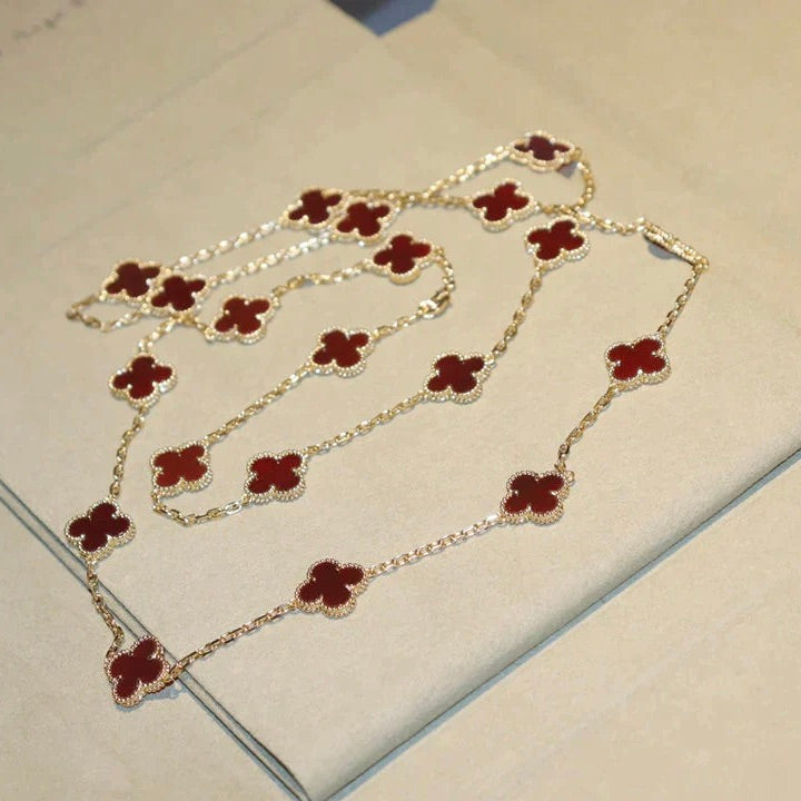 [Lumi Jewels]CLOVER 20 MOTIFS CARNELIAN NECKLACE