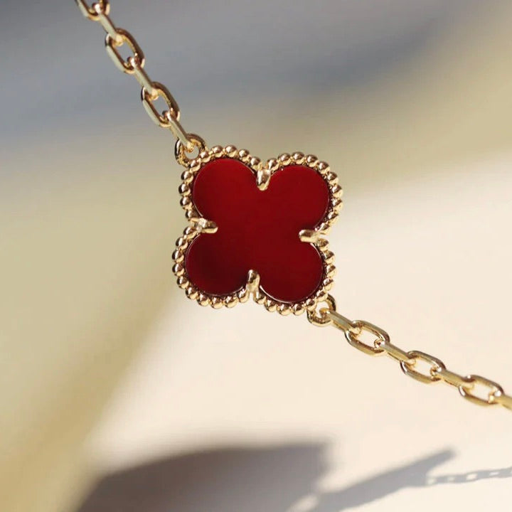 [Lumi Jewels]CLOVER 20 MOTIFS CARNELIAN NECKLACE