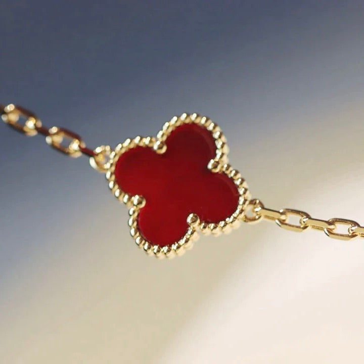 [Lumi Jewels]CLOVER 20 MOTIFS CARNELIAN NECKLACE