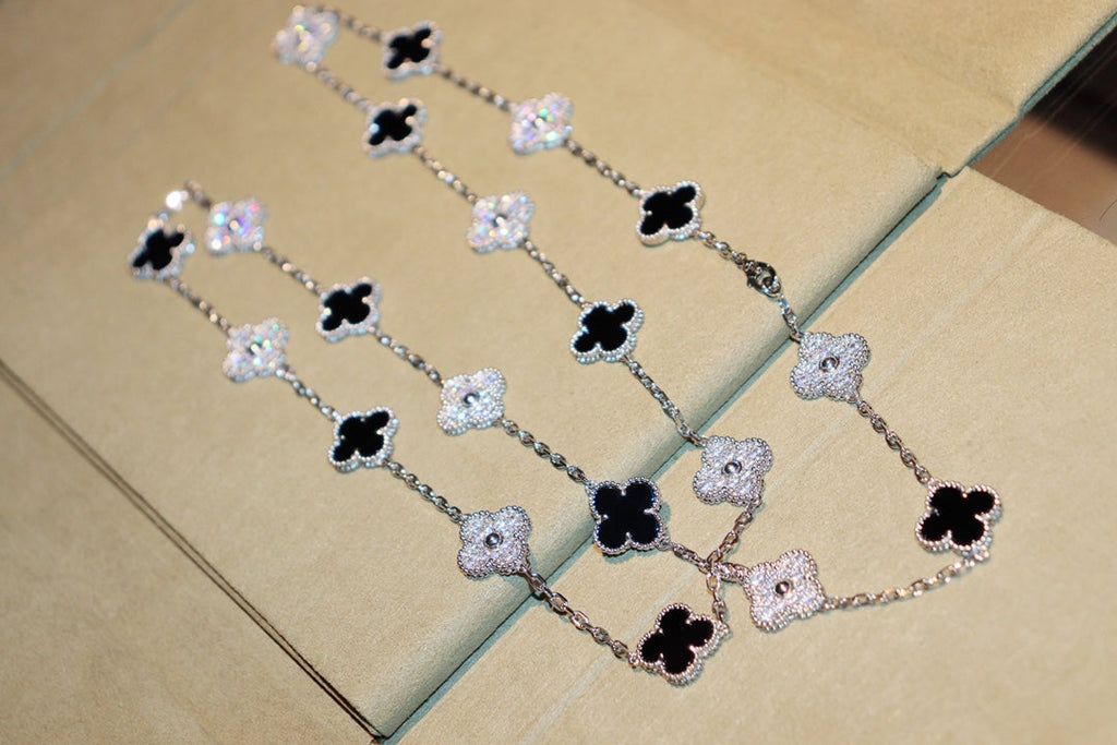 [Lumi Jewels]CLOVER 20 MOTIFS ONYX DIAMOND SILVER