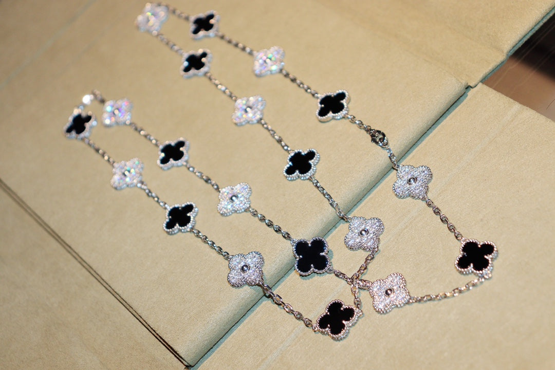 [Lumi Jewels]CLOVER 20 MOTIFS ONYX DIAMOND SILVER