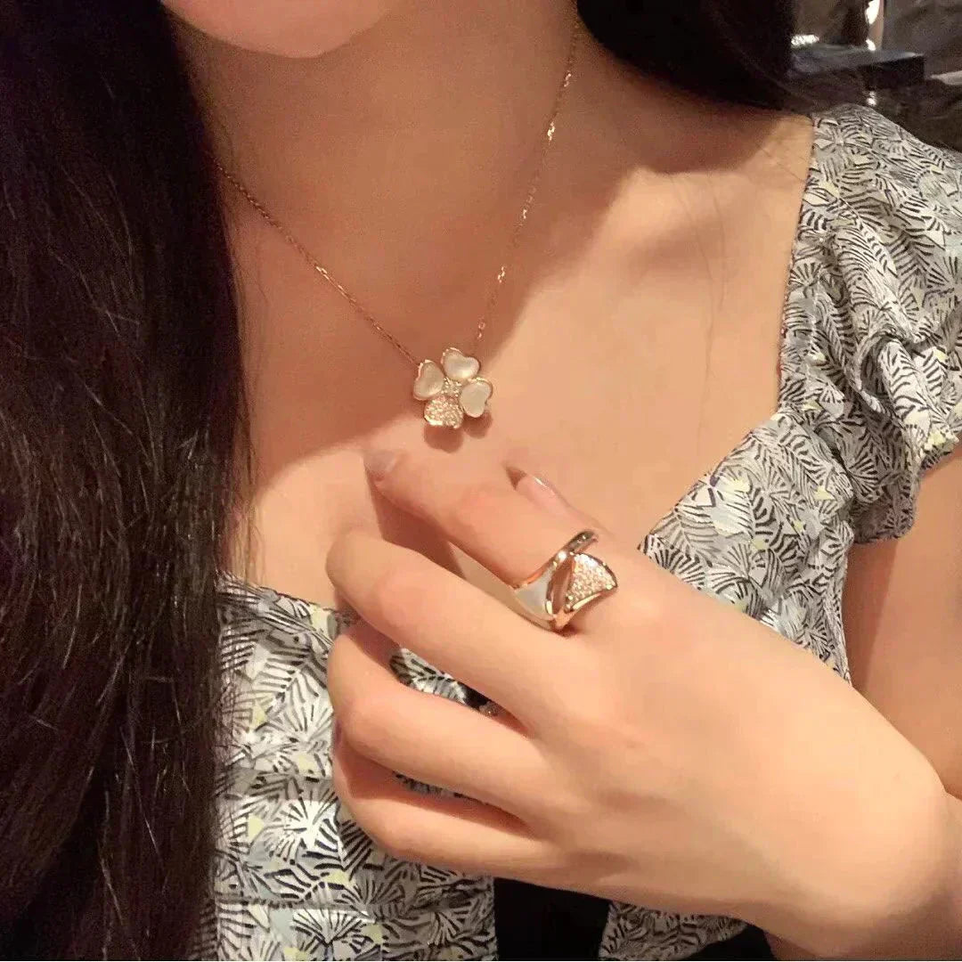 [Lumi Jewels]CLOVER MOP DIAMOND ROSE GOLD NECKLACE