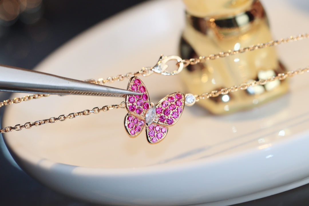 [Lumi Jewels]BUTTERFLY RED DIAMOND ROSE GOLD NECKLACE