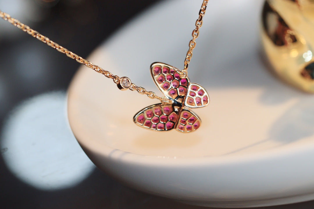 [Lumi Jewels]BUTTERFLY RED DIAMOND ROSE GOLD NECKLACE