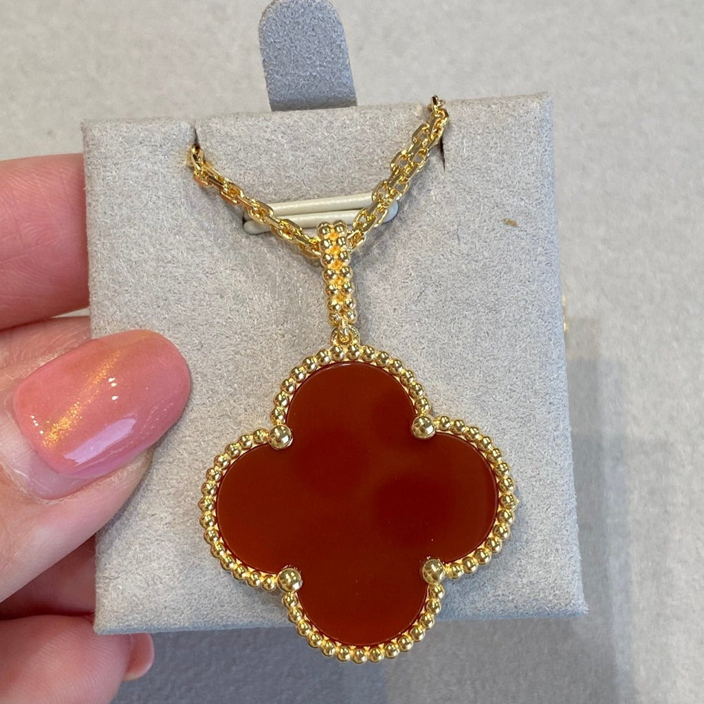 [Lumi Jewels]CLOVER 25MM NECKLACE GOLD CARNELIAN