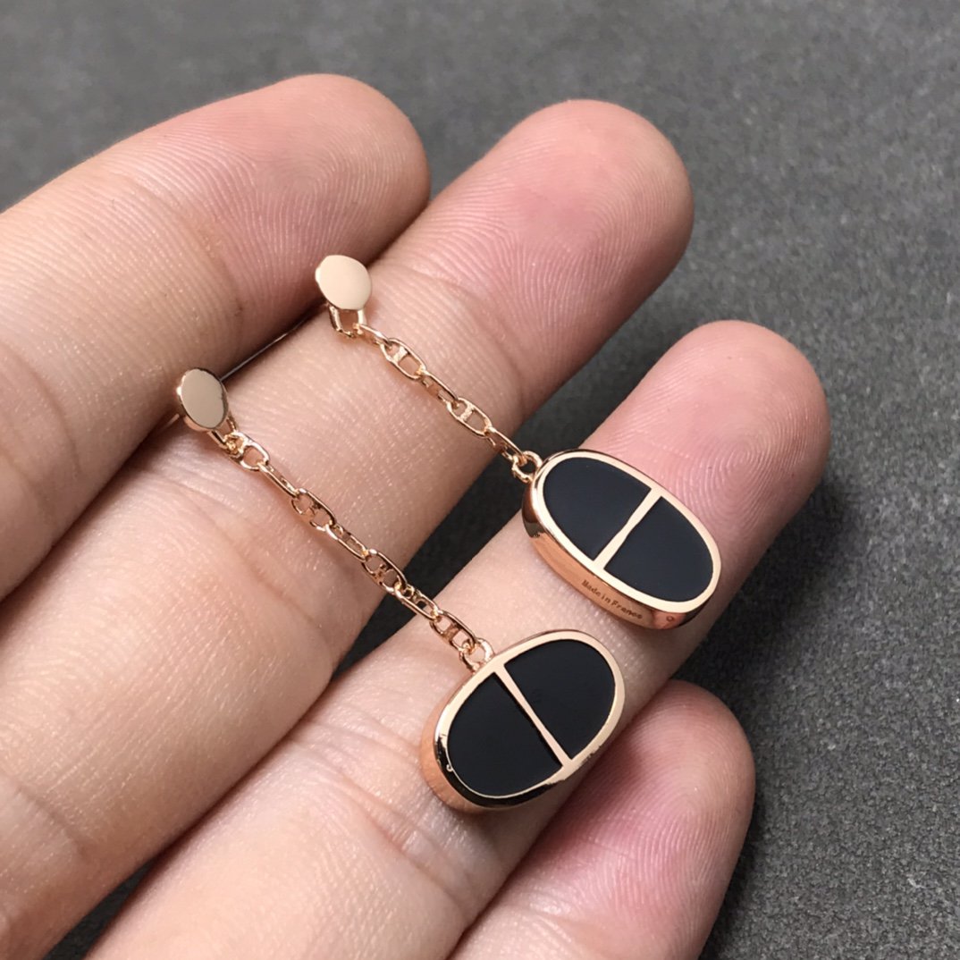 [Lumi Jewels]CHAINE VERSO BLACK CERAMIC SILVER EARRINGS