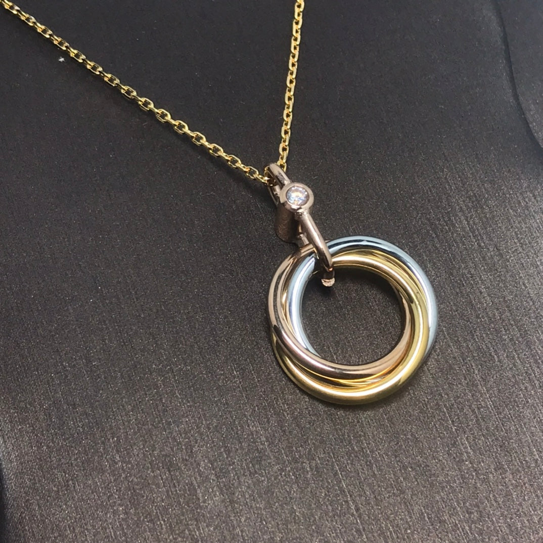 [Lumi Jewels]TRINITY SILVER GOLD PINK GOLD NECKLACE