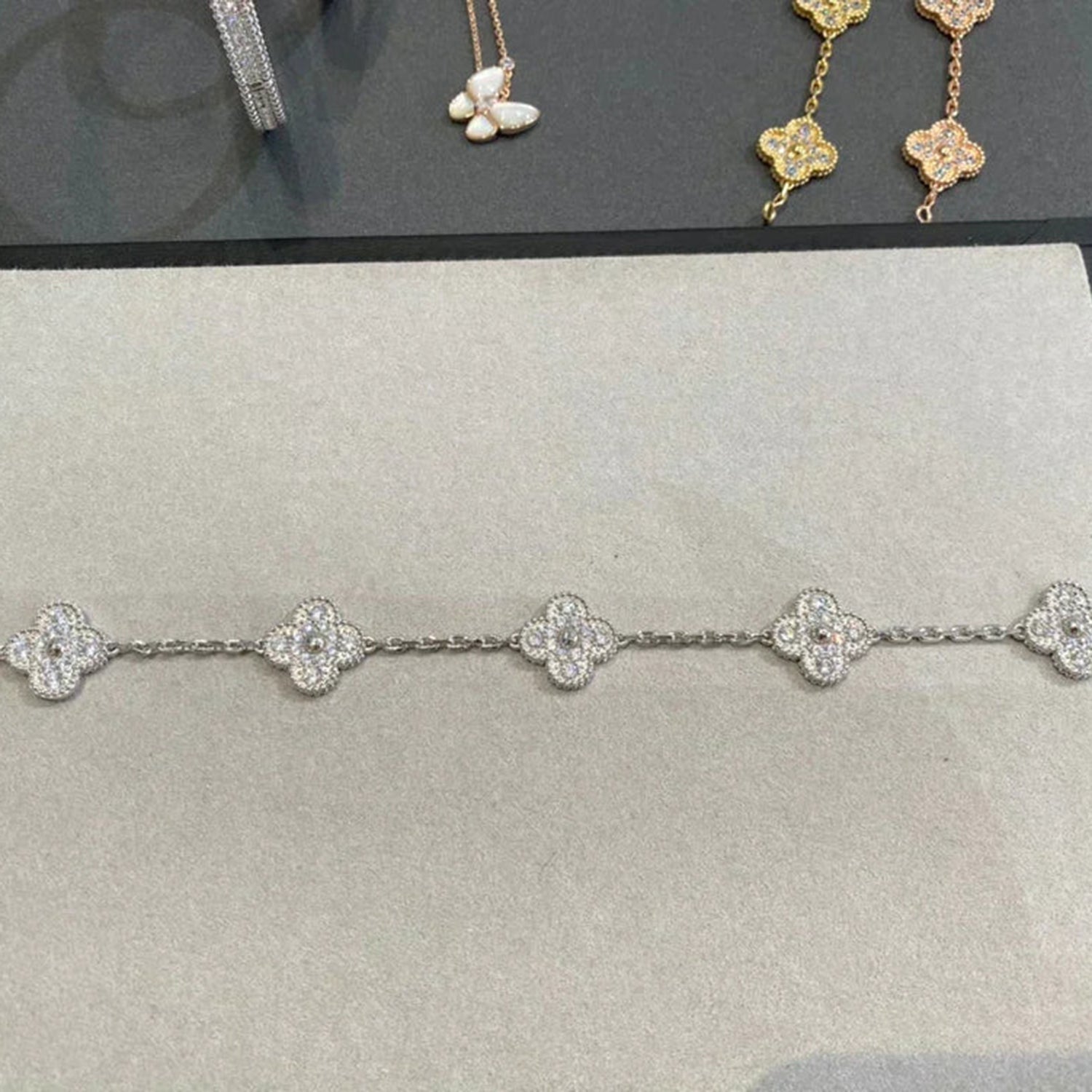[Lumi Jewels] CLOVER 5 MOTIF FULL DIAMOND BRACELET COLLECTION