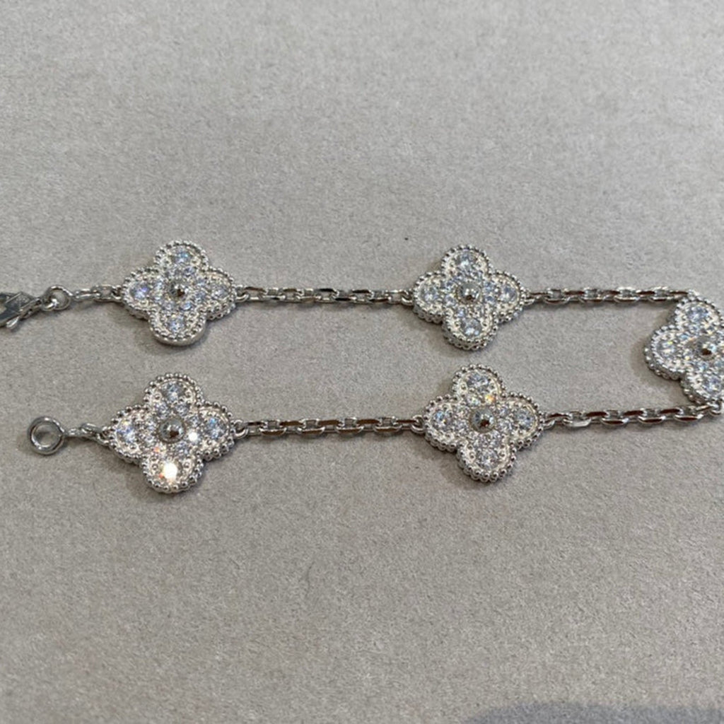 [Lumi Jewels] CLOVER 5 MOTIF FULL DIAMOND BRACELET COLLECTION