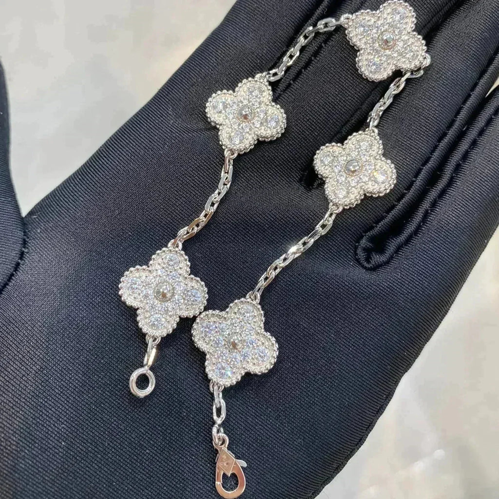 [Lumi Jewels] CLOVER 5 MOTIF FULL DIAMOND BRACELET COLLECTION