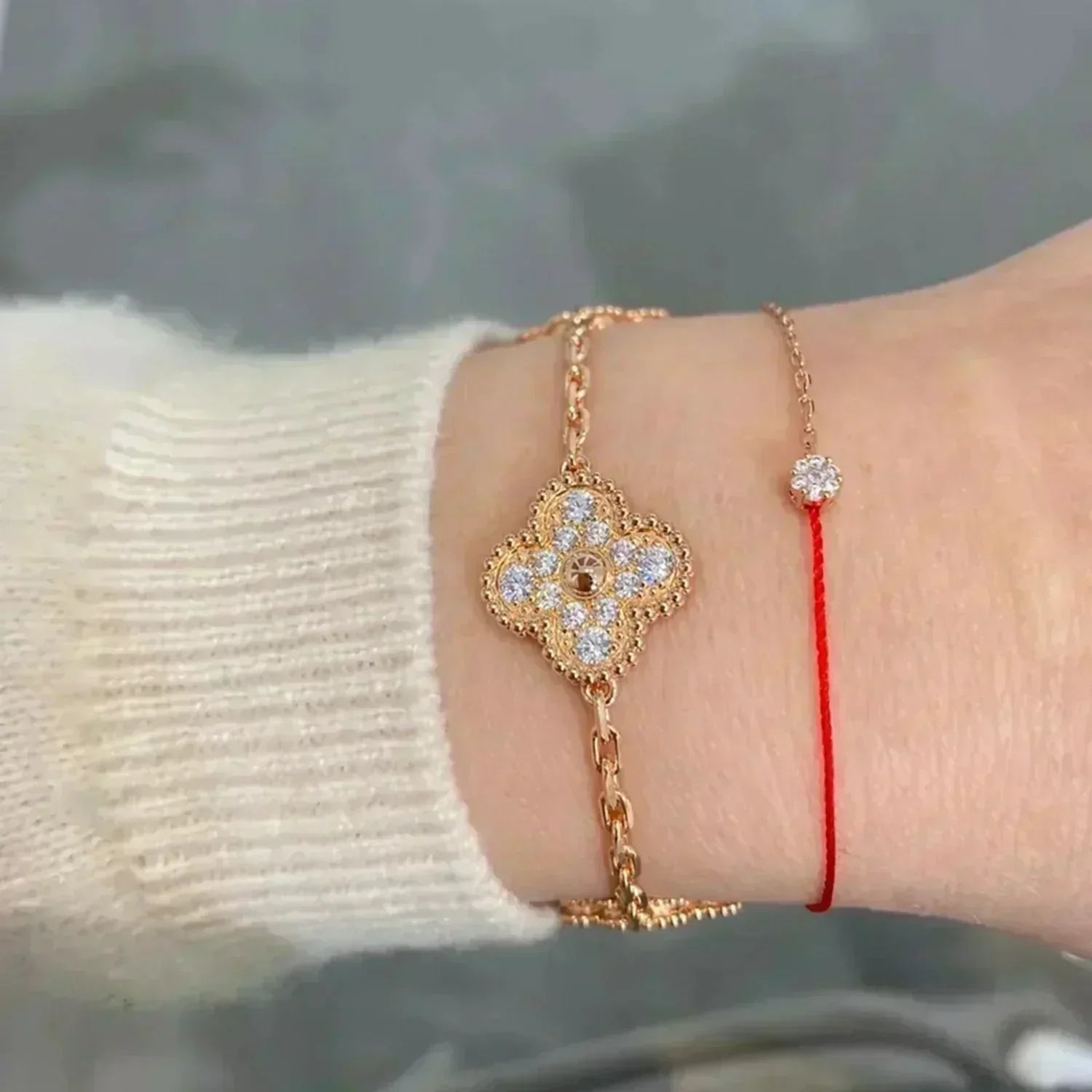 [Lumi Jewels] CLOVER 5 MOTIF FULL DIAMOND BRACELET COLLECTION