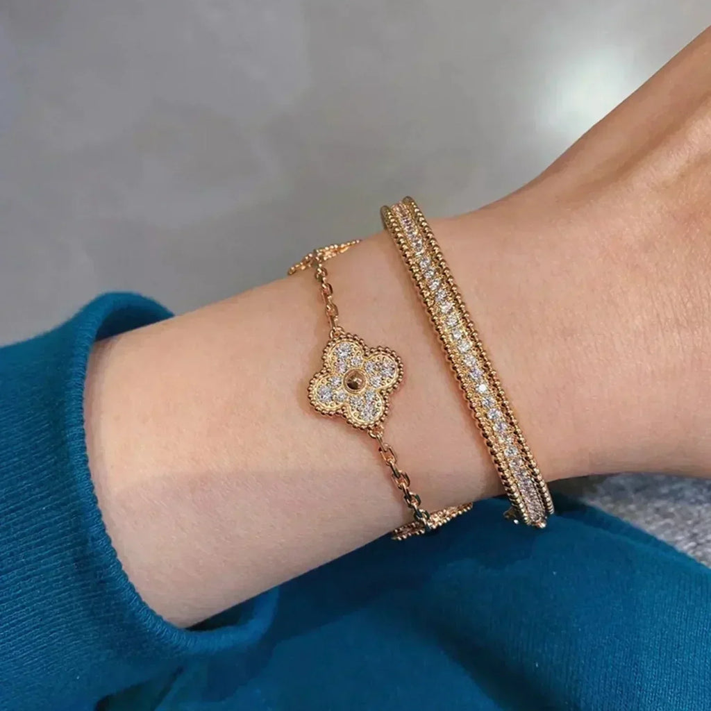 [Lumi Jewels] CLOVER 5 MOTIF FULL DIAMOND BRACELET COLLECTION