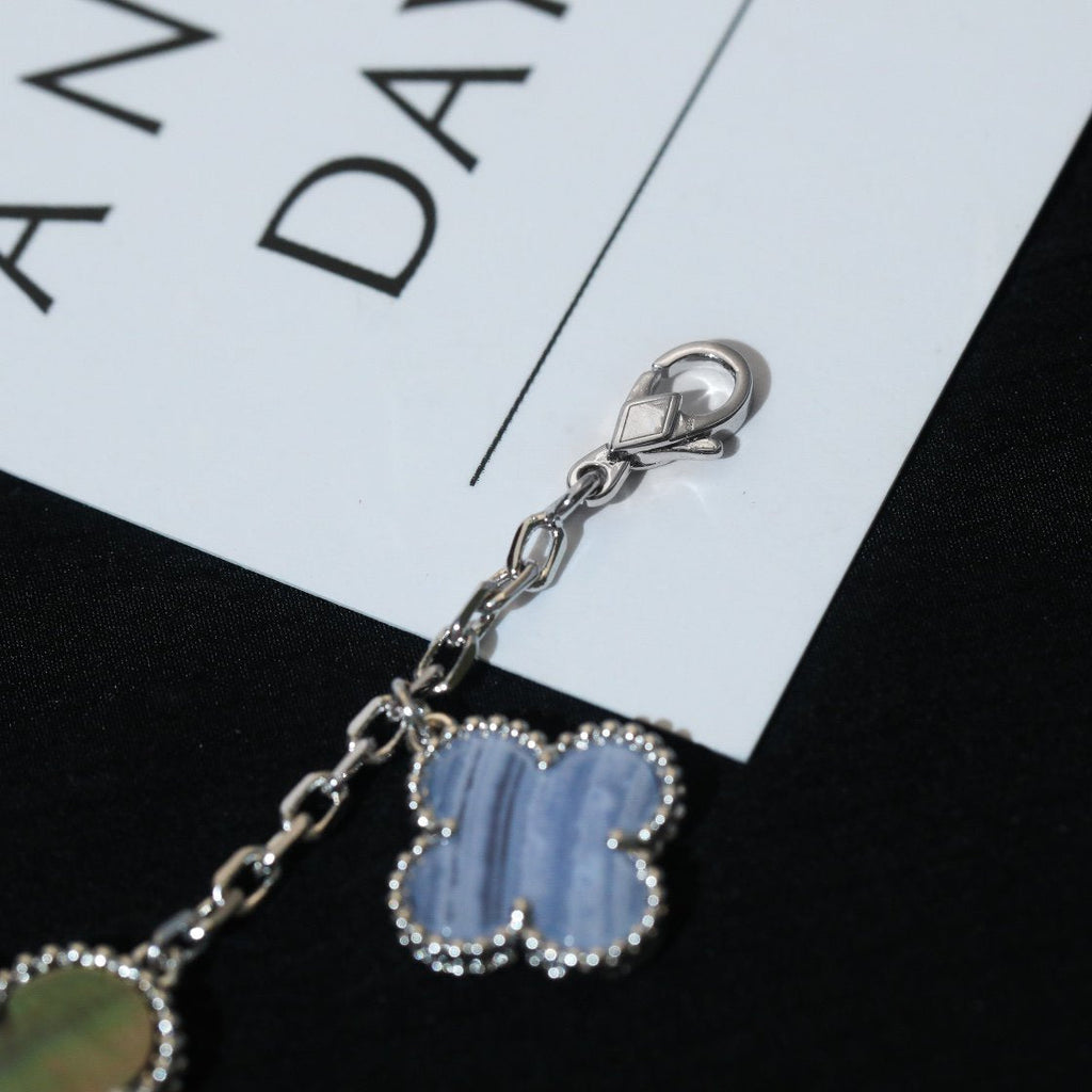 [Lumi Jewels]CLOVER BRACELET 5 MOTIFS MOP CHALCEDONY SILVER