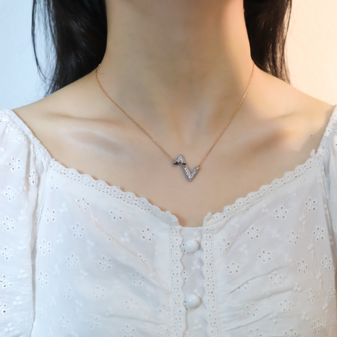 [Lumi Jewels]VOLT SILVER DIAMOND PEDANT NECKLACE