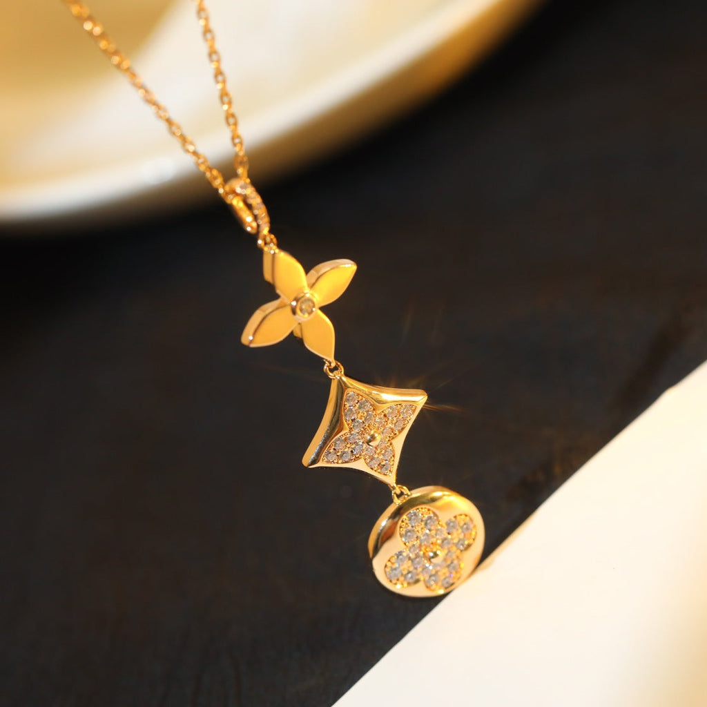 [Lumi Jewels]STAR AND SUN DIAMOND PINK GOLD NECKLACE