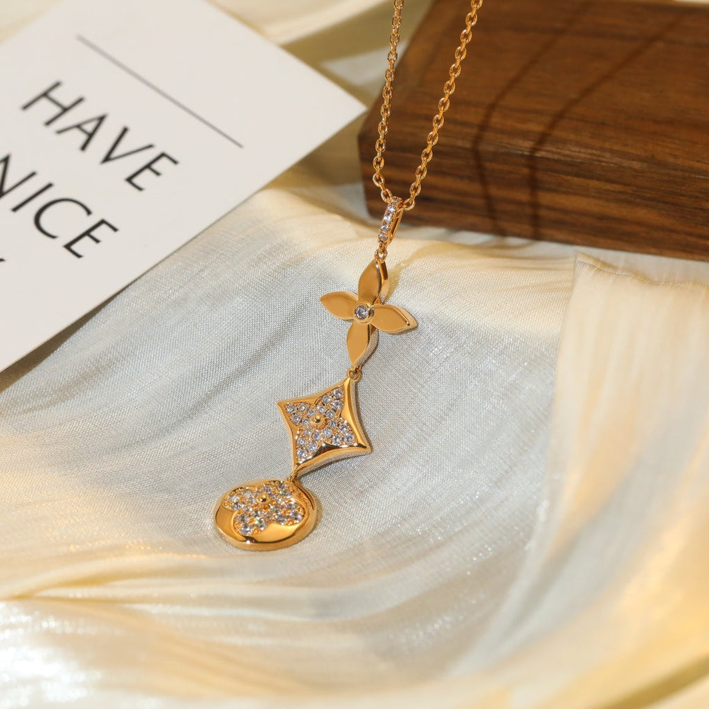 [Lumi Jewels]STAR AND SUN DIAMOND PINK GOLD NECKLACE