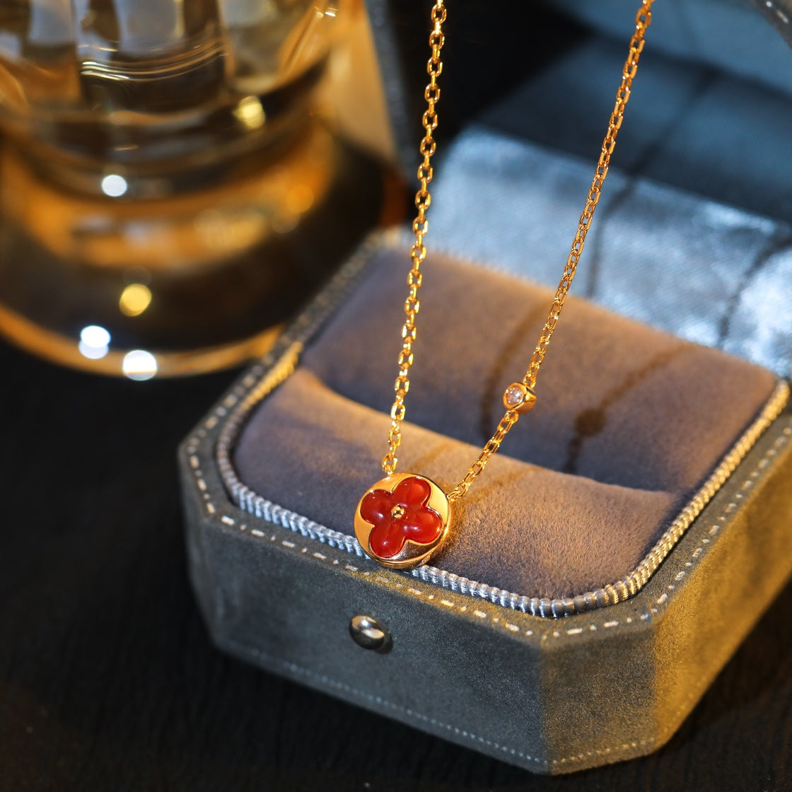 [Lumi Jewels]SUN PEDANT PINK GOLD 1 DIAMOND NECKLACE