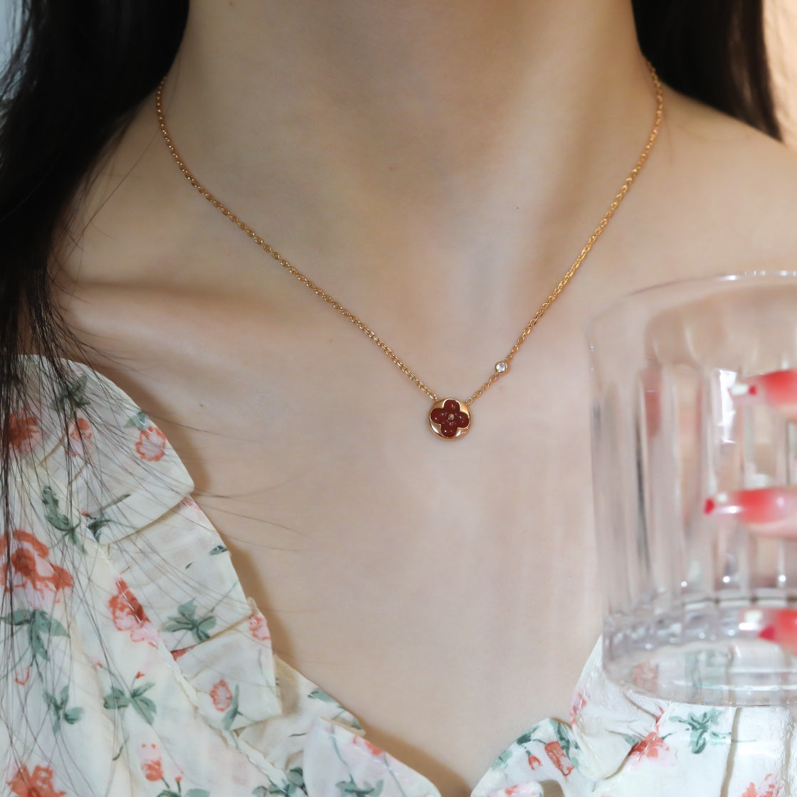 [Lumi Jewels]SUN PEDANT PINK GOLD 1 DIAMOND NECKLACE