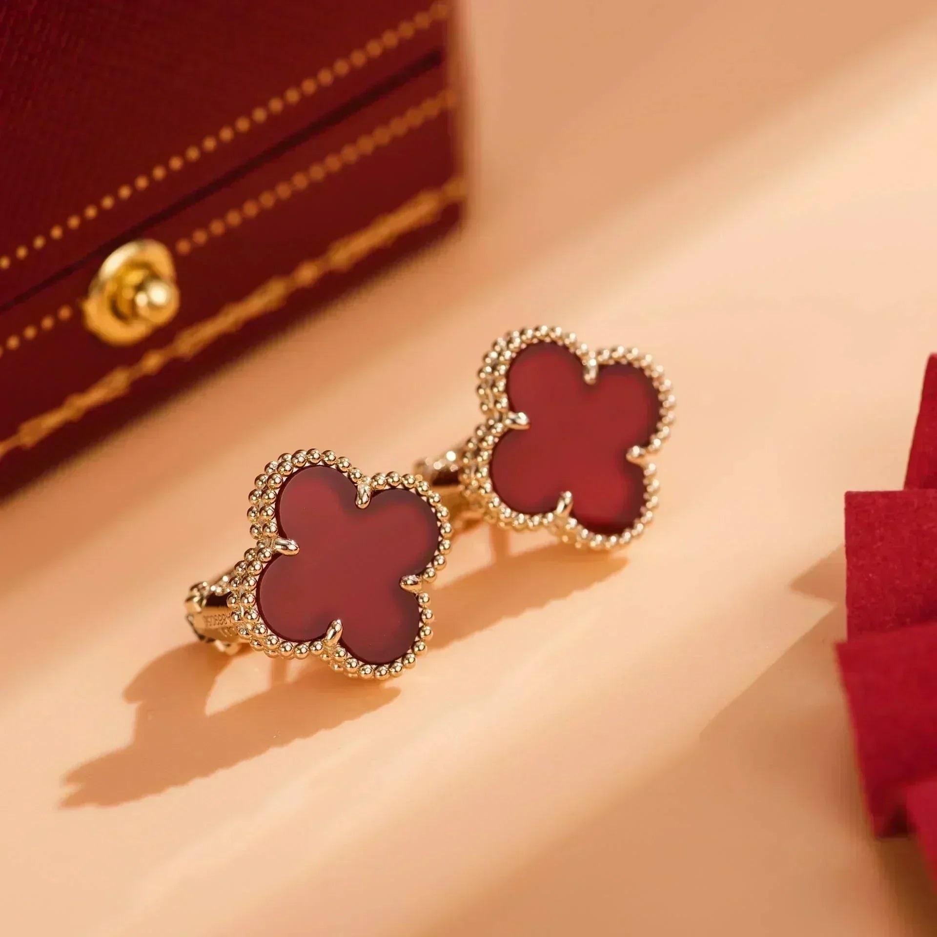 [Lumi Jewels]CLOVER MEDIUM 1 MOTIFS CARNELIAN  EARRINGS