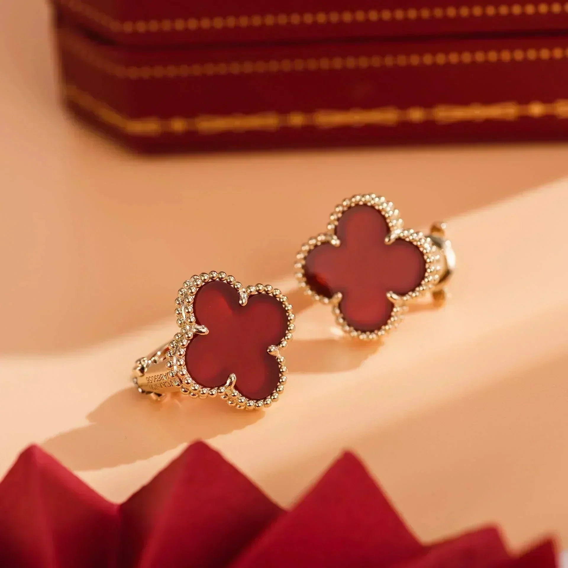 [Lumi Jewels]CLOVER MEDIUM 1 MOTIFS CARNELIAN  EARRINGS