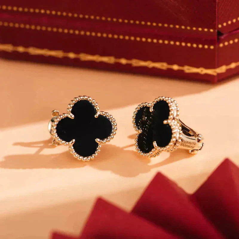 [Lumi Jewels]CLOVER MEDIUM 1 MOTIFS  ONYX STUD EARRINGS